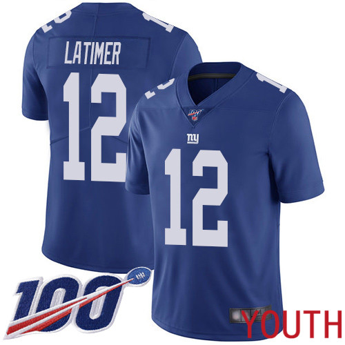 Youth New York Giants 12 Cody Latimer Royal Blue Team Color Vapor Untouchable Limited Player 100th Season Football NFL Jersey
